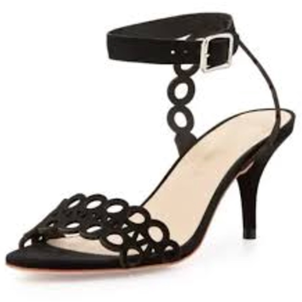 Loeffler Randall Opal Lasercut Heel Sandals in Black Size 8.5